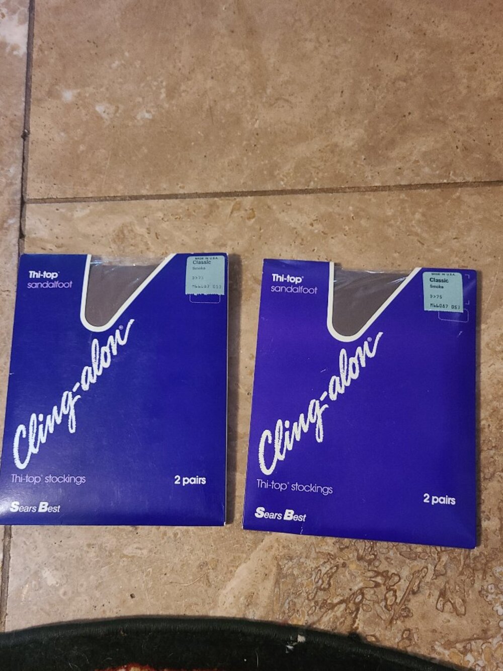 VTG Sears Thigh High Classic Cling-alon Thi-Top Stockings Smoke Color 4 Pairs